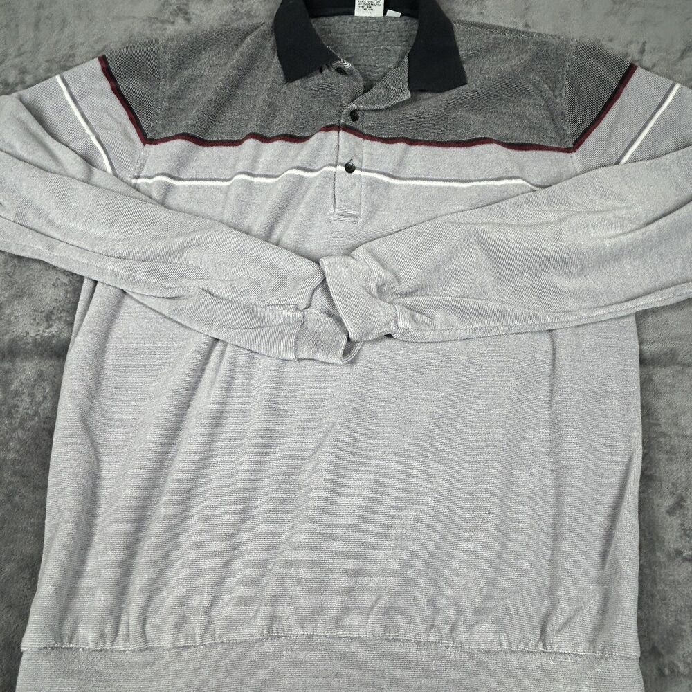 Pierre Cardin Pullover Sweater Mens XLT Gray Black Long Sleeve Striped Casual